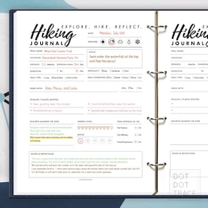 Printable Hiking Journal Digital Hiking Log Template Trail Tracker for Hikers Outdoor Adventure Planner One Page Hiking Log Hiking planner
