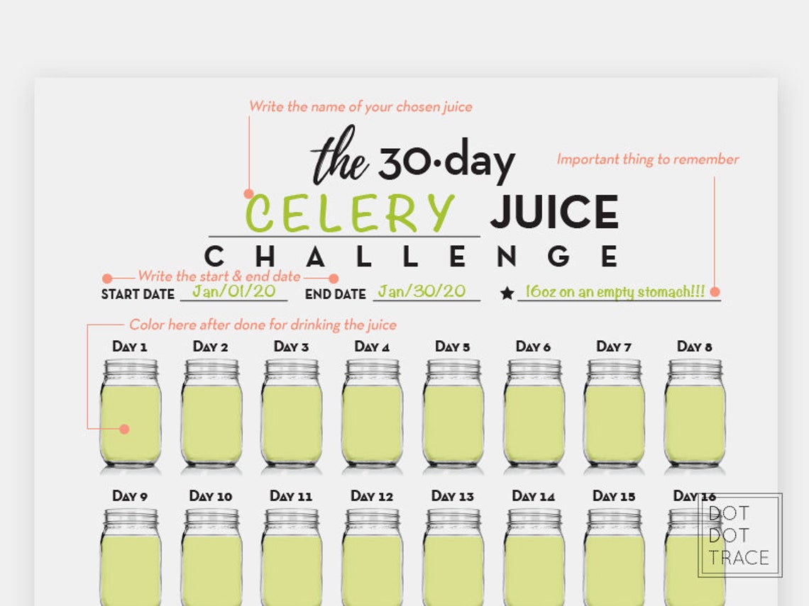 30 Day Juice Challenge 30 Day Detox Juice Tracker Healthy Etsy