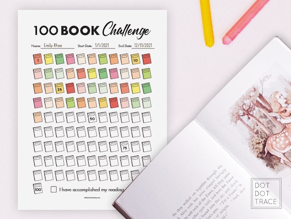 Read 100 Books Challenge Reading Log Printable Kids Etsy