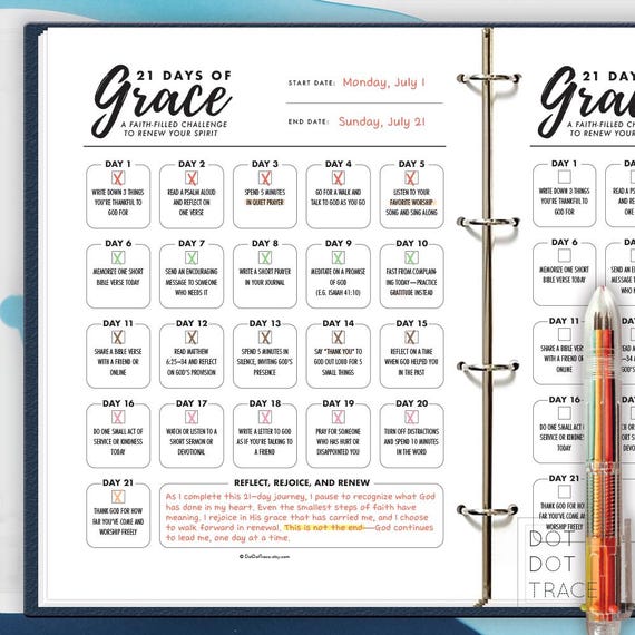 21 Days of Grace Christian Challenge: Faith-Based Journal (PDF Printable)