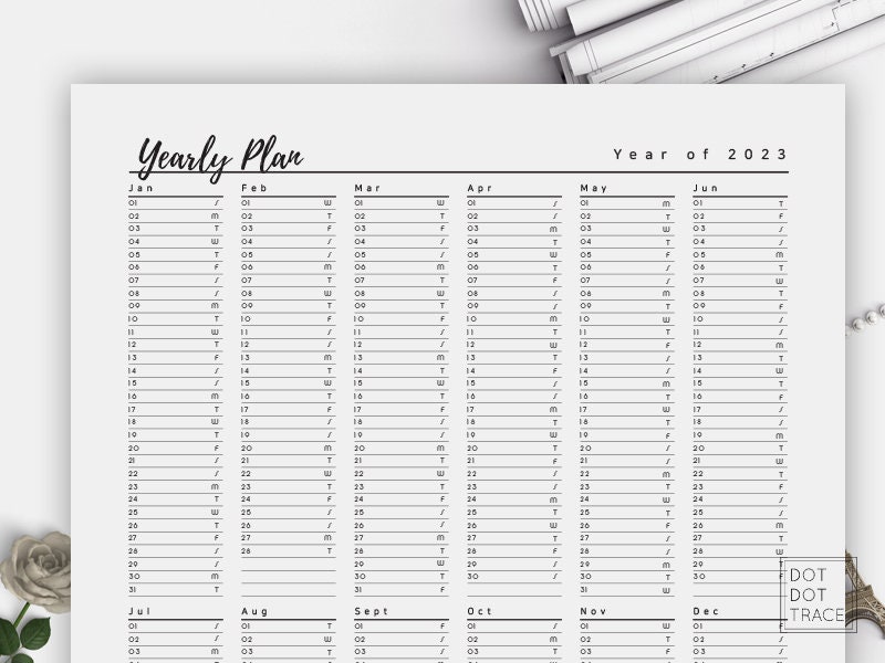 Printable 2023 Planner Year at a Glance Monthly Planner Daily Etsy