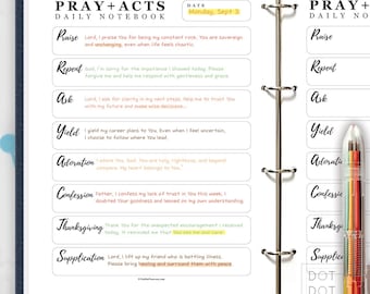 PRAY + ACTS Daily Prayer Journal: Christian Guided Notebook (PDF)