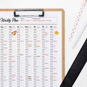 Printable 30 Min Intervals Weekly Planner 7 Day Planner Daily Planner ...