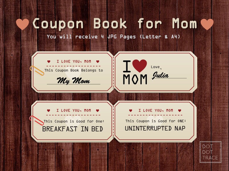 Printable Coupon Book for Moms Coupon Book for Mom Coupon Book for ...