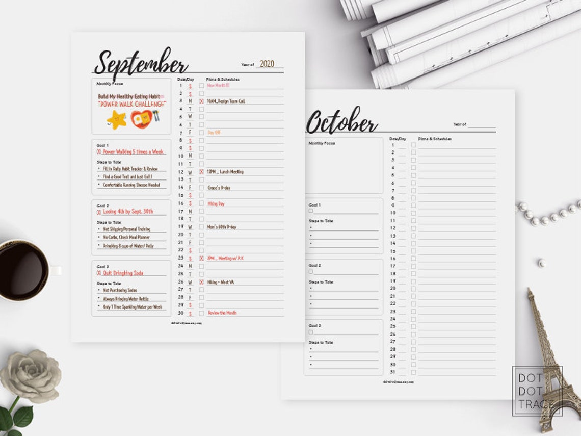 Printable Monthly Planner Daily Planner Day Planner Work - Etsy