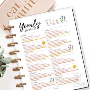 Printable Yearly Agenda [happy Planner Classic] Monthly Planner ...
