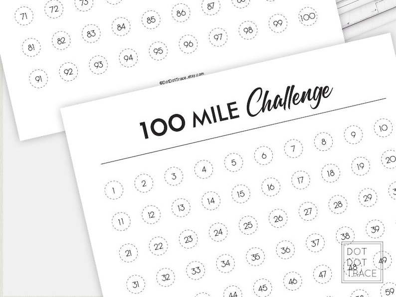 Printable 50 Mile & 100 Mile Challenge Packet Goodnotes 50 Etsy