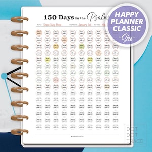 Druckbares 150 Tage in den Psalmen Bibellese-Tagebuch für glücklichen Planner Klassische Schrift Journal Bibelstudien-Tracker Christliche Planereinlagen