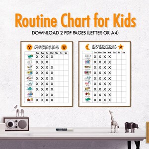 Printable Daily Routine Chart for Kids Kid&#39;s Routine Charts Kid&#39;s To Do List Morning and Evening Checklist for Kids Chore Chart for Children