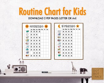 Printable Daily Routine Chart for Kids Kid&#39;s Routine Charts Kid&#39;s To Do List Morning and Evening Checklist for Kids Chore Chart for Children