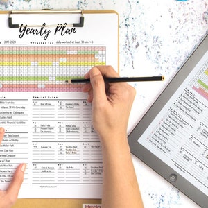 Printable Yearly Planner (Letter & A4) Yearly Goal Set up Monthly Plan Goal Tracker GoodNotes Yearly Planner Insert JPG Down Annual Planner