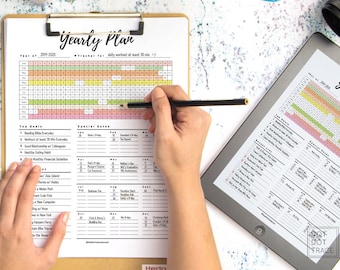 Printable Yearly Planner (Letter & A4) Yearly Goal Set up Monthly Plan Goal Tracker GoodNotes Yearly Planner Insert JPG Down Annual Planner