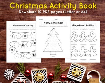 Ausdruckbares Weihnachtsbuch: Arbeitsblätter für Schule und Heimarbeit (PDF Download)