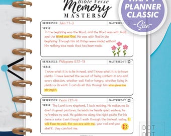 Bibel Vers Memory Tracker: Happy Planner Classic (Digitaler Download)