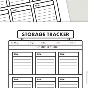 Printable Storage Tracker Moving Tracker Storage Box List of Boxes in Storage Moving Item List ...