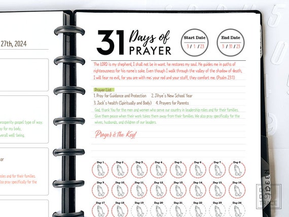 Printable 31 Days of Prayer Tracker: Monthly Goal List (Digital Download)