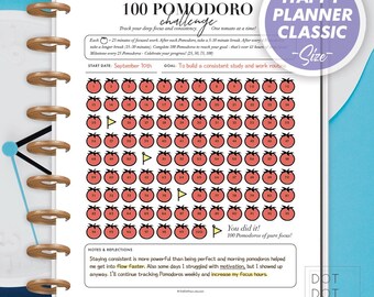 Pomodoro Challenge Tracker: Focus & Productivity Planner (Happy Planner Classic PDF)