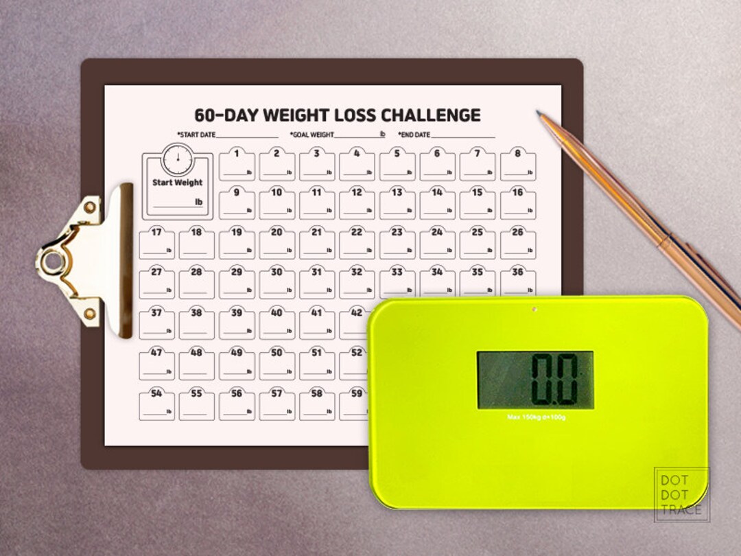 60 Day Weight Loss Challenge 60 Day Weight Loss Tracker Monthly Weight