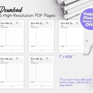 Plantilla imprimible de notas de sermones: Planificador cristiano (tamaño Happy Planner) (Descarga digital) imagen 10
