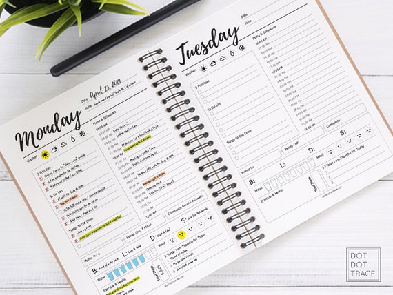 printable 7 day planner daily planner day planner work planner weekly planner download 365 daily planner everyday planner 365 daily log pdf day planner