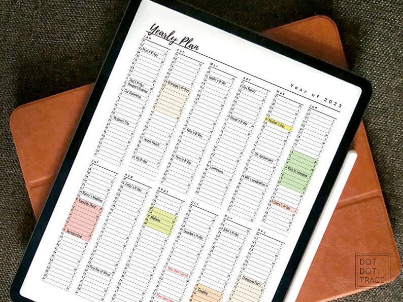 Printable 2023 Planner Year at a Glance Monthly Planner Daily Planner
