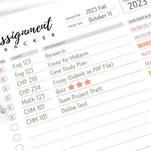 Printable Assignment Tracker Assignment Planner Homework Planner College Assignment Tracker GoodNotes Assignment Planner JPG Download