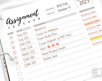 homework planner Printable Assignment Tracker Assignment Planner Homework Planner College Assignment Tracker GoodNotes Assignment Planner JPG Download