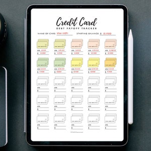 Rastreador de deuda de tarjeta de crédito imprimible GoodNotes Plantilla de rastreador de deuda de tarjeta de crédito Descargar 25 meses Pago de deuda 25 meses Pago de tarjeta de crédito