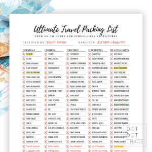 Lista de embalagem de viagem definitiva para impressão: seu guia essencial para aventuras sem estresse Lista de embalagem essencial para download em PDF para viagem