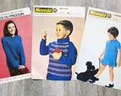 Set of 3 child knitting pattern, vintage, instructions, child sweater knit, vintage dress, sweater vintage knit sailor sweater pattern