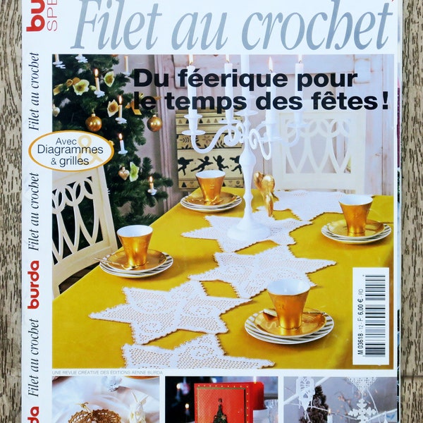 Magazine Burda spécial E938 / Filet au crochet, magazine crochet, patron crochet, décoration de Noël, nappe en crochet, coeur en crochet