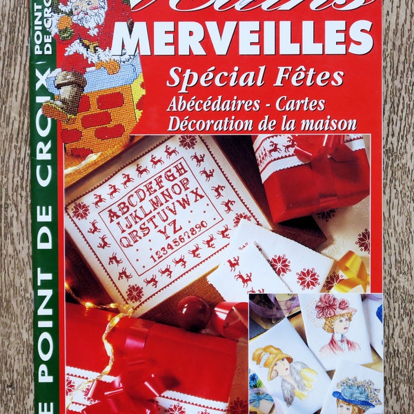 Magazine Mains et Merveilles 21, magazine de broderie, magazine point de croix, broderies de Noël, abécédaire, père Noël, chapeaux brodés