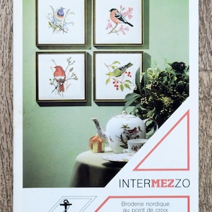 Intermezzo / Vogels borduurvel, borduurschema, borduurschema, vogelborduurwerk, geborduurd frame, geborduurd roodborstje