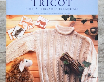 Knitting sheet DMC 11608-1 / Irish cable sweater, knitting explanations, knitting tutorial, Irish knitting, children's knitting, cabled sweater