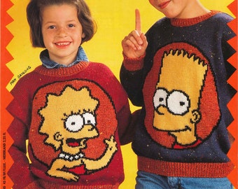 Tutoriel pull Simpson pour enfant, Pull BD, pull enfant, Pull Phildar, patron tricot, tricot enfant, personnage BD, famille Simpson