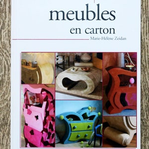 Libro de muebles de cartón, técnica de cartón, decoración en cartón, libro de bricolaje, creación de muebles, estantería de cartón.