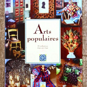 Buch über beliebte Künste, kreatives Freizeitbuch, dekorative Kreation, DIY-Dekoration, Patchwork-Muster, Malerei auf Holz, Stoffpuppe