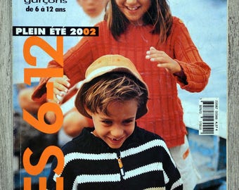 Phildar Magazine 367 / The 6-12 full summer 2002, catálogo de punto, catálogo Phildar, punto infantil, punto de verano, suéter de verano, suéter irlandés