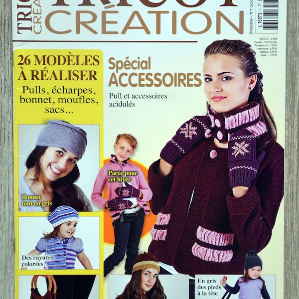 Magazine Tricot création 1 / Special accessories, knitted catalog, knitted accessories, knitting pattern, winter knitting, knitted hat