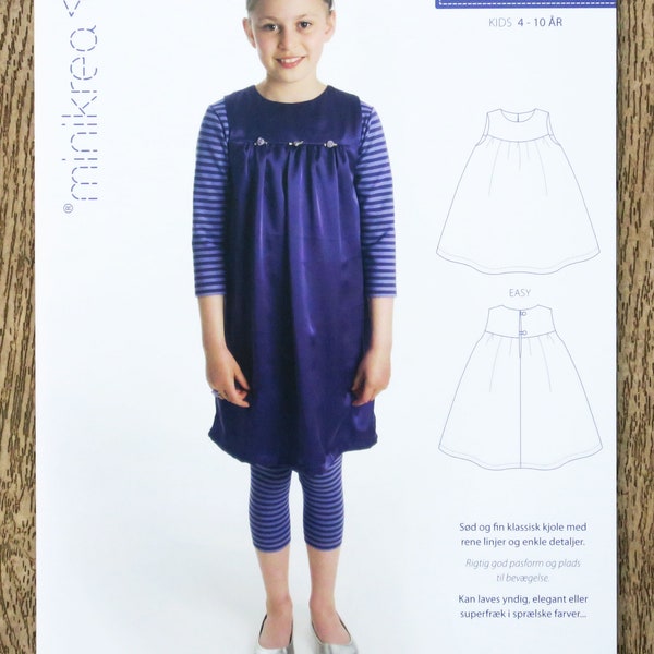 Minikrea 30002 sewing pattern pouch / Child dress 4-10 years old, dress pattern, child pattern, tunic pattern, striped dress, long dress pattern