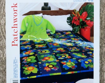 Magazine Quiltmania 66 / Juillet-août 2008, magazine patchwork, patron couture, patron patchwork, plaid en patchwork, revue patchwork