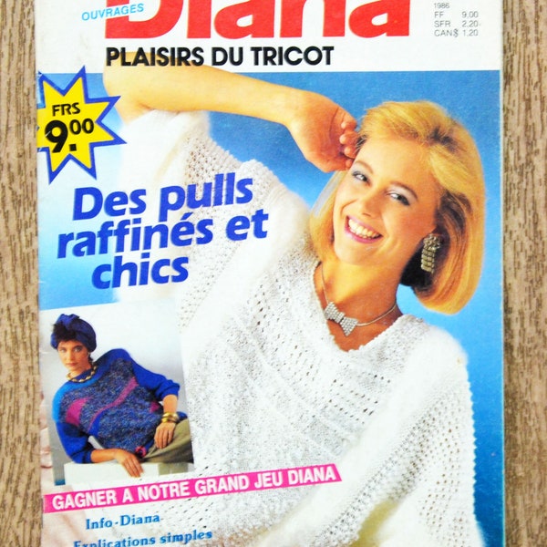 Magazine tricot Diana Plaisirs du tricot 2, catalogue tricot, tricot vintage, tricot femme, pull pastel, pull à paillette, pull angora