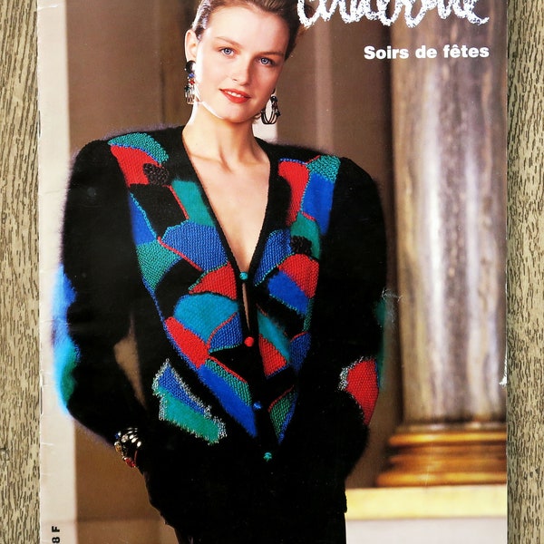 Magazine tricot Chat Botté 45 / Soirs de fêtes, catalogue tricot, tricot vintage, tricot femme, pull de fête, pull hiver, pull en mohair