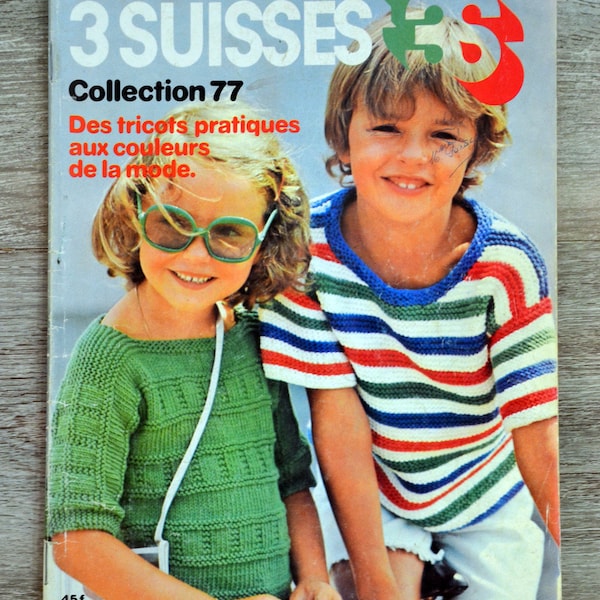 Magazine tricot 3 Suisses Enfants 6 / Collection 77, catalogue tricot, tricot vintage, tricot enfant, pull enfant, pull vintage