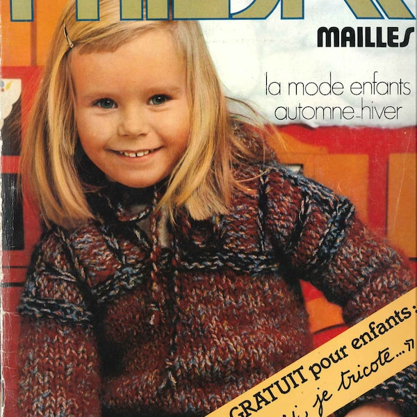 Magazine Phildar mailles 47 / Enfants automne-hiver, tricot vintage, catalogue Phildar, tricot enfant, tricot hiver, pull vintage