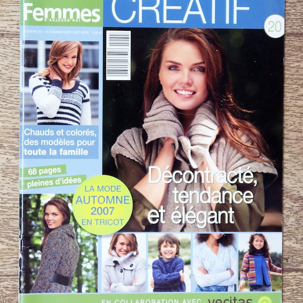 Magazine Femmes d'aujourd'hui Créatif 20, magazine tricot, catalogue tricot, patron tricot, tricot femme, tricot enfant, accessoires tricot