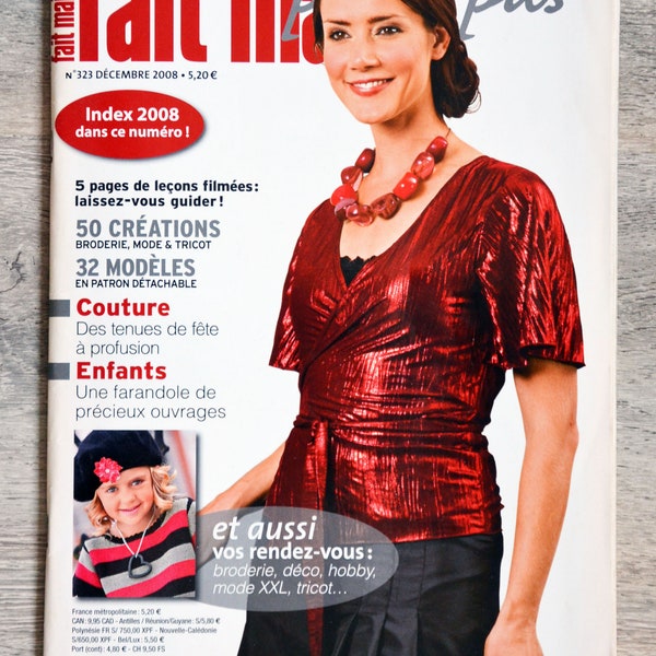 Magazine Fait main pas à pas de décembre 2008 (323), magazine couture, magazine tricot, patron couture, patron enfant, patron femme