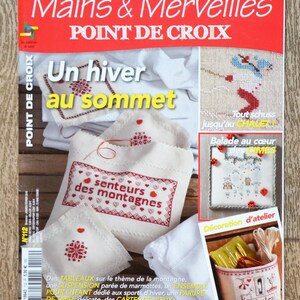 Magazine Mains et Merveilles 112, magazine de broderie, magazine de point de croix, grille point de croix, broderie monochrome, hiver
