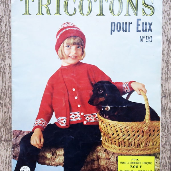 Magazine Tricotons pour eux 90, magazine de tricot, magazine de crochet, tricot vintage, tricot enfant, patron vintage, pull vintage