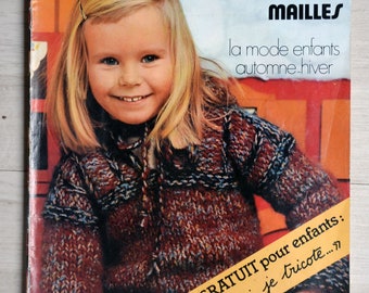 Magazine Phildar mailles 47 / Enfants automne-hiver, tricot vintage, catalogue Phildar, tricot enfant, tricot hiver, pull vintage